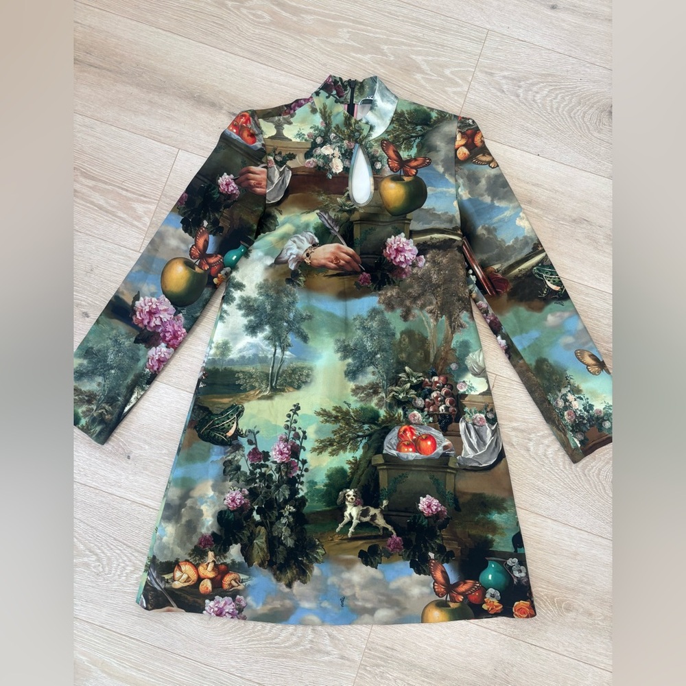 Vivetta Renaissance whimsy high neck long sleeve mini dress